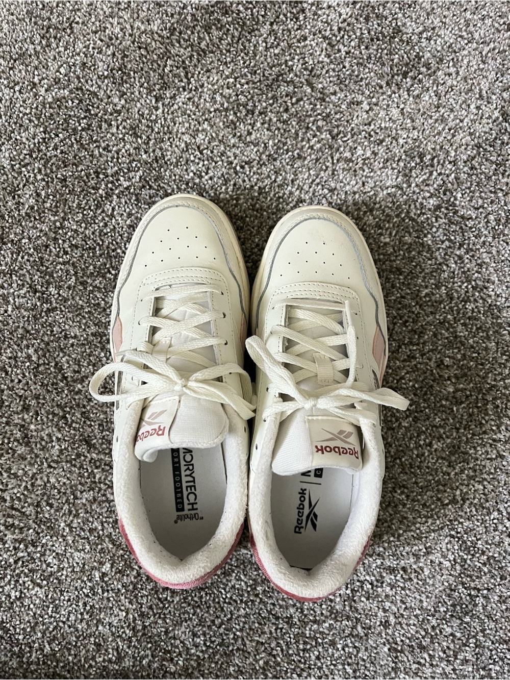 Reebok Off-White Sneakers with Pink Accents